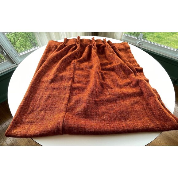 Vintage 70s pleated curtain, burnt orange/brick red thick woven, single panel - Picture 8 of 10